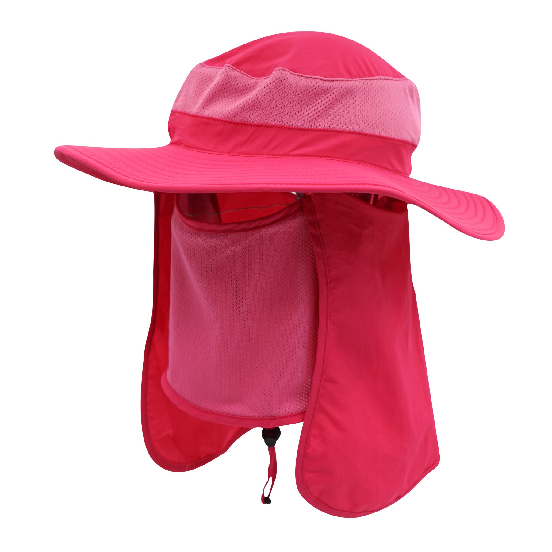 Decentron Men's Sun Hat Mesh Bucket Hat Detachable Neck Face Flap Hat Boonie Hat Rose Red