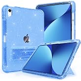 Rantice Case for iPad A16 11-inch 11th Generation, iPad 10th Generation Case 10.9 Inch, Pencil Holder &amp; Kickstand - Slim, Glittery and Shockproof Bumper for Women and Girls, Blue Glitter