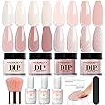 AZUREBEAUTY Dip Powder Nail Kit Starter, All Season Nude Skin Glitter 4 Colors Dipping Powder Liquid Set Recycling Tray with Base & Top Coat Activator for French Nail Art Manicure Salon DIY at Home.