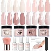 AZUREBEAUTY Dip Powder Nail Kit Starter, All Season Nude Skin Glitter 4 Colors Dipping Powder Liquid Set Recycling Tray with Base &amp; Top Coat Activator for French Nail Art Manicure Salon DIY at Home.