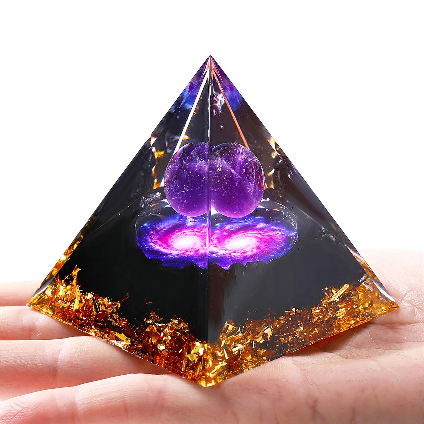 XIANNVXI Healing Crystal Tower Orgonite Orgone Amethyst Obsidian Gemstone Tower,Reiki Healing Crystal Gifts for Women Men