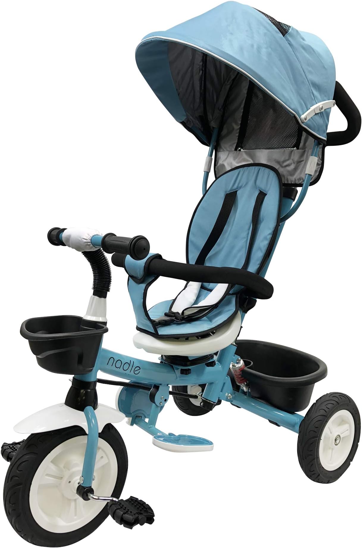 Nadle Blue Steer and Stroll Kids Trike for 2 Years Old 3 in 1 Up to 55Lb, 10-inch Wheels
