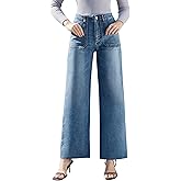 Queenwin Women’s Wide Leg Jeans High Waisted Stretchy Cut Off Loose Denim Pants