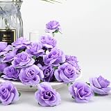 Kesote 50 Purple Rose Heads 4cm Artificial Silk Flowers Wedding Décor view 2