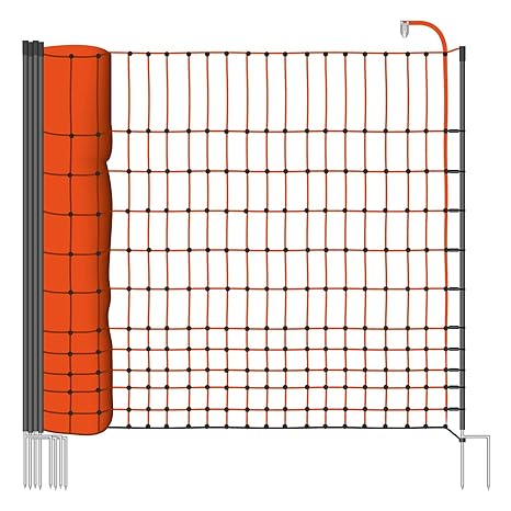 VOSS.farming 50m Geflügelnetz, Euronetz, 112cm, 2 Spitzen Geflügelzaun Hühnerzaun Gänsezaun