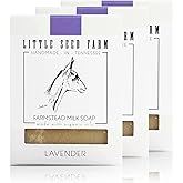 Little Seed Farm Organic Goat’s Milk Soap – 3 Pack of Lavender Facial and Body Soap Bars – Natural, Handmade and Cruelty Free – Calming and Relaxing – Suitable for Sensitive Skin, Net Wt. 4.75oz