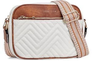 BOSTANTEN Crossbody Bags for Women Vegan Leather Quilted Purses Small Shoulder Bag Ladies Handbags with Wide Strap