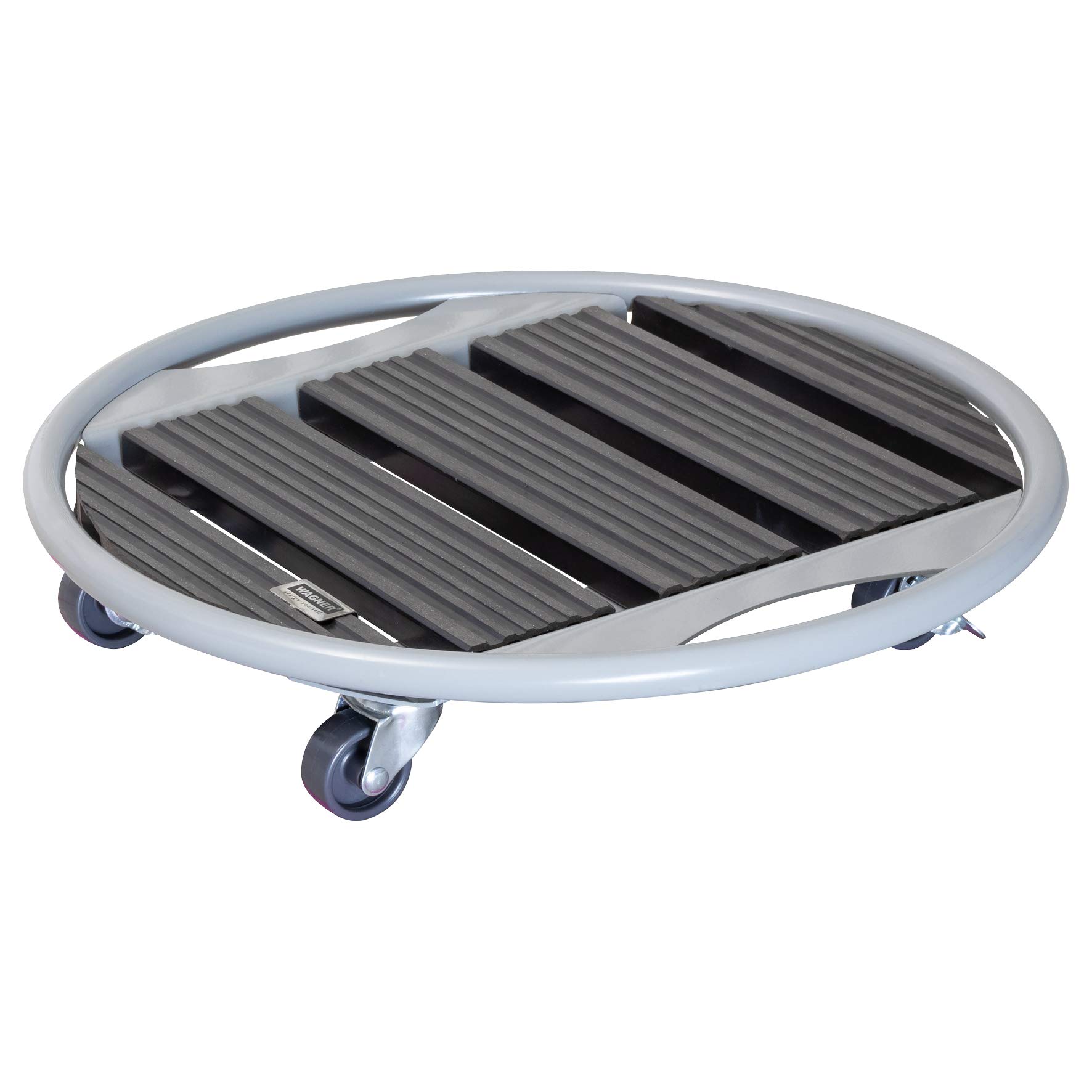 WAGNER Plant trolley VENEZIA WPC Ø 38 x 7,5 cm I Container & Flower trolley for indoor + outdoor use I FSC® Wood plastic composite/metal, charcoal I 2 breaks I Load capacity 70 kg - 20707601