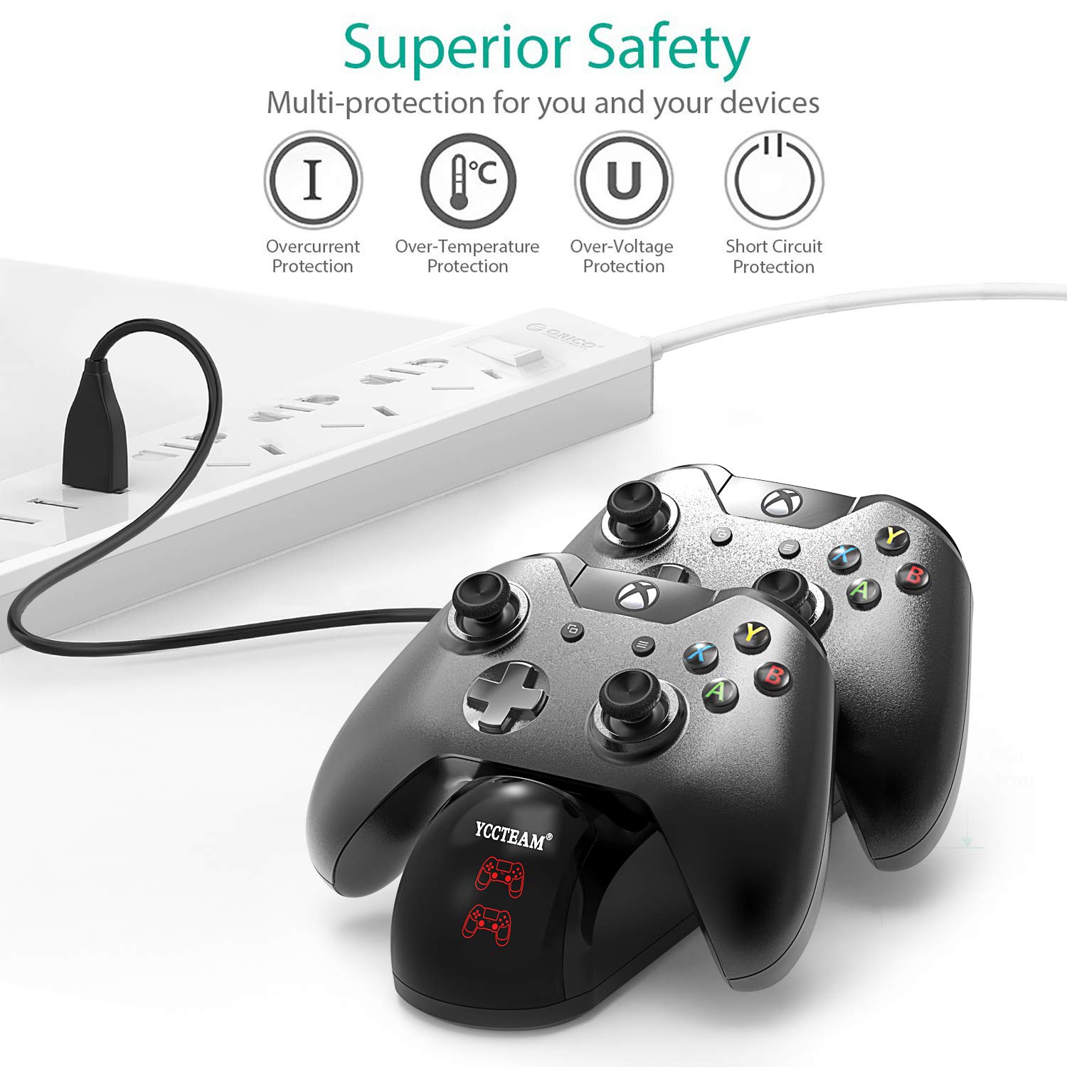 Xbox One Controller Charger, Xbox One /One S / One Elite Controller Charging Station with 2 Pack Xbox Rechargeable Battery for Xbox Wireless Controller Kit