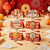 KYMY Chinese New Year Foldable Red Envelopes &ndash; 6PCS 2026 Lunar New Year Expandable Hong Bao with Tassels, Lucky Money Packets for Spring Festival &amp; Wedding Celebrations