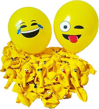 Amazon 風船 Emoji 100個 12種絵文字ラテックス製 装飾バルーン 子供のおもちゃ 空気入れ 風船 バルーン おもちゃ