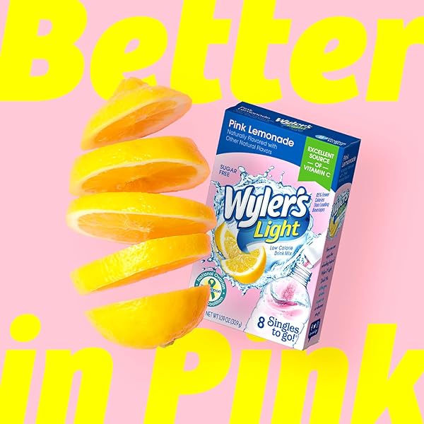 WYLER’S LIGHT SINGLES TO GO POWDER DRINK MIX, PINK LEMONADE, 8 COUNT