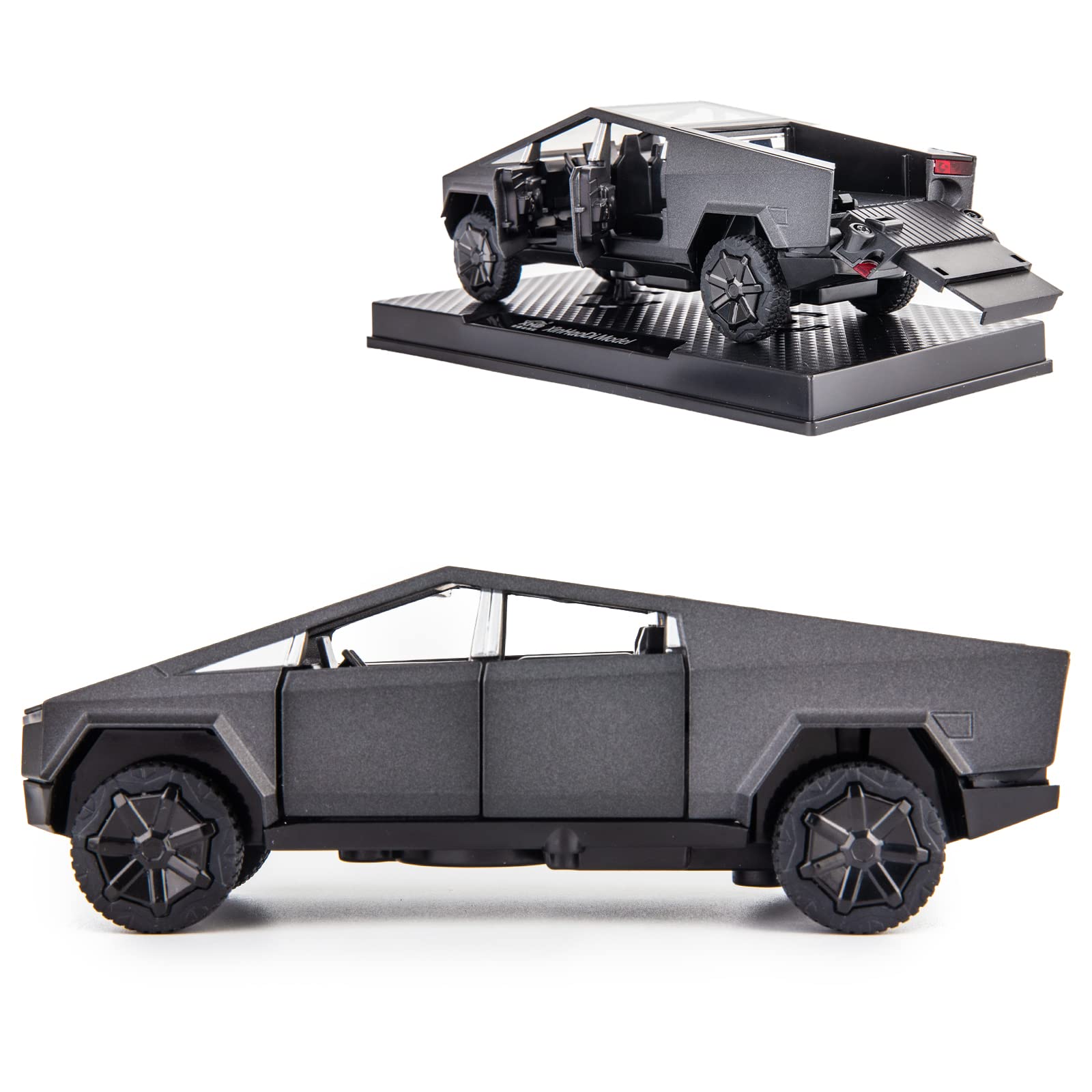 TGRCM-CZ 1/32 Tesla Cybertruck Electric Pick-Up Truck Model Car, Zinc Alloy Pull Back Toy car with Sound and Light for Kids Boy Girl Gift(Gray)