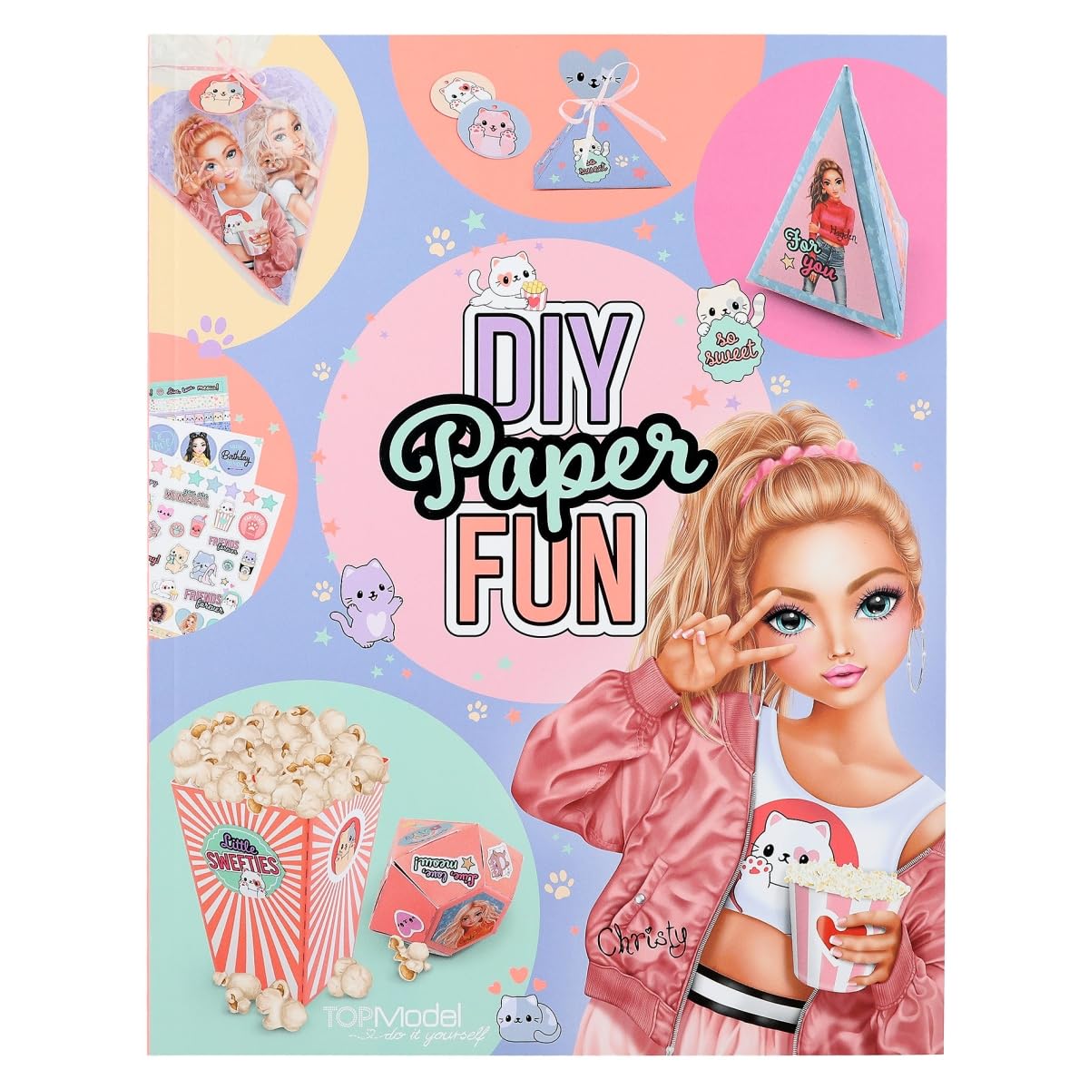 Depesche 12581 TOPModel Cutie Star DIY Paper Fun Creative Book Set with 32 Colourful Pages for Crafting and Designing Letters, Postcards etc. Includes 8 Sticker Sheets