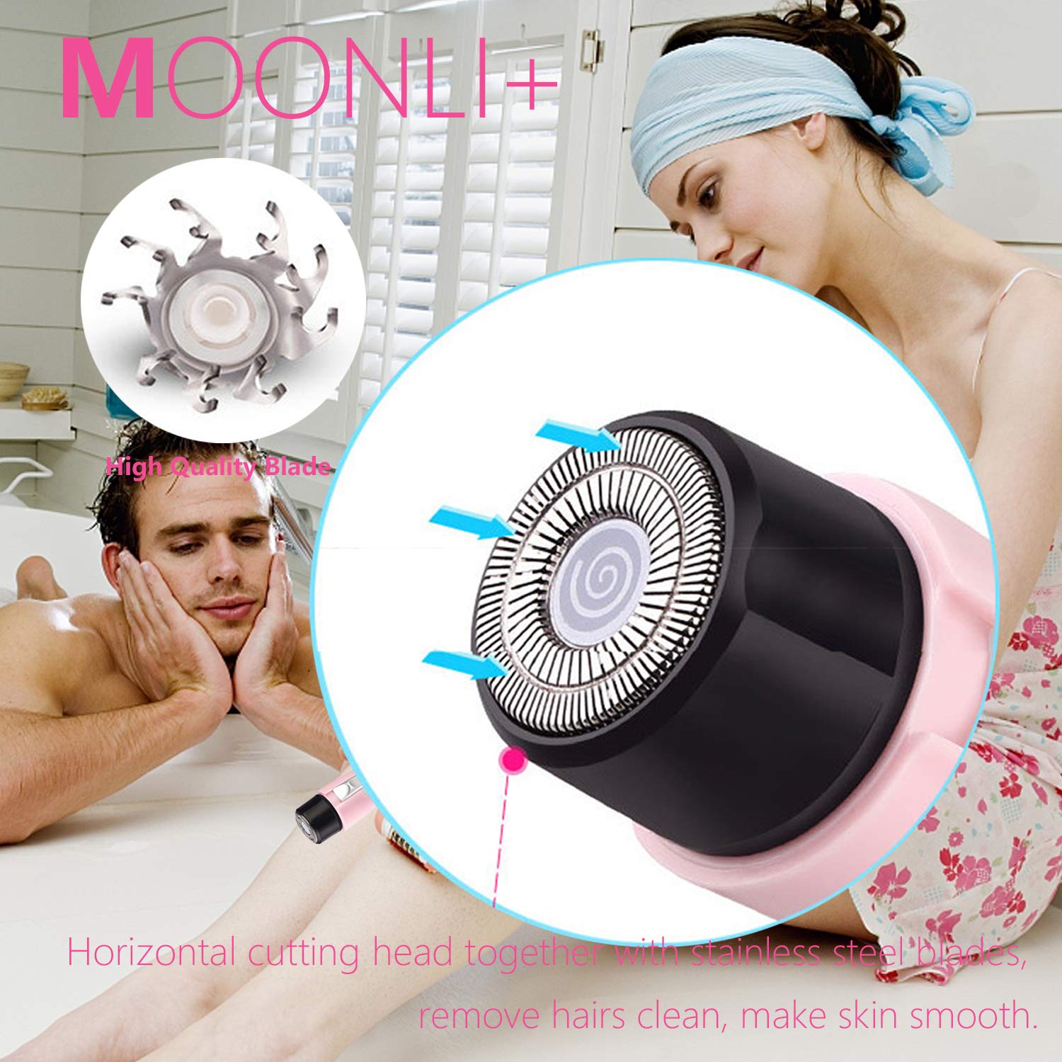 Facial Hair Removers for Women Face, Hair Shaver for Ladies Bikini Area Painless Electric Removal Epilator Razor Groomer Trimmer Mini Waterproof for Body, Leg, Upper Lip, Chin, Cheek, Armpit