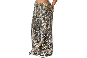 Milumia Girl's Bottom Camo Print Straight Wide Leg Pants Elastic Waist Baggy Sweatpants
