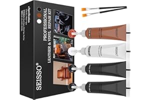 SEISSO Vinyl and Leather Repair Kit for Furniture, Sofa, Jacket, Couches, Car Seats and Purse. Easy Instructions to Match Any