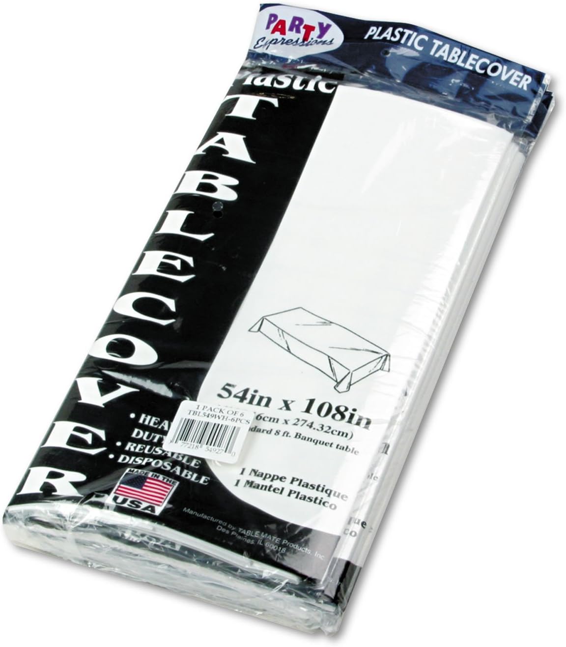 Best Tablemate Table Set Rectangular Table Covers, Heavyweight Plastic