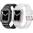 [2 Pack] SVISVIPA Band with Case Compatible for Apple Watch 41mm 40mm 38mm iWatch Series 8 7 SE 6 5 4 3 2 1 Strap, Men Women Sport Strap with Bumper Rugged Shockproof Military Protective, 2 Pack