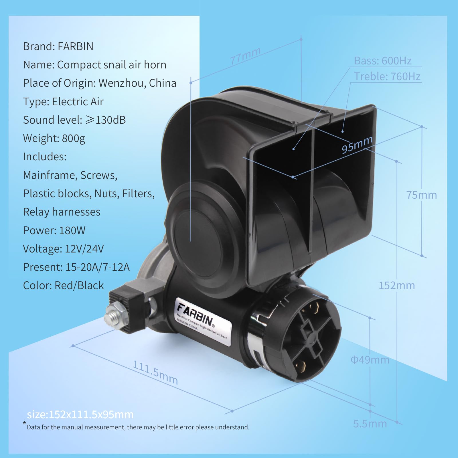 Mua FARBIN Air Horn Kit 12V 150db Loud Horn for Car/Truck,with Wiring