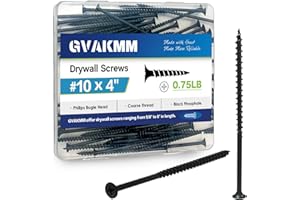 GVAKMM 0.75LB (64pcs),#10x4''Drywall Screws,Black Wood Screws,Coarse Thread,Phillips Bugle Head,Sharp Point,Long Screws for Wood,Sheetrock and More (4 Inch,100mm,64pcs)