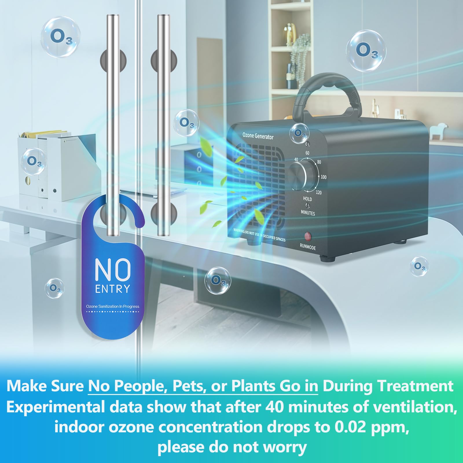 Ozone Generator 60000mg/h, Industrial/Home Ozone Machine, Odor Removal for Areas of 6,000 Square Feet, High Capacity Odor Eliminator for Car, Rooms, Smoke, Pets, O3 Air Purifier Deodorizes (Black)