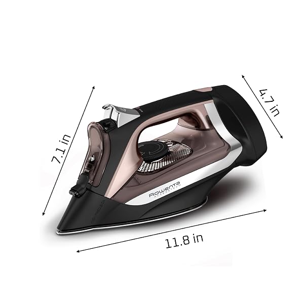 ROWENTA ACCESS STAINLESS STEEL SOLEPLATE STEAM IRON WITH RETRACTABLE CORD, POWERFUL STEAM DIFFUSION, AUTO-OFF AND ANTI-DRIP, 1725 WATTS, BLACK CLOTHES IRON, DW2459