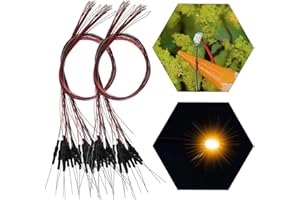 Evemodel 40pcs Prewired 0603 Yellow SMD LED Light Emitting Diode 12V Pre-soldered Micro Litz Wired Leads Wire Length 7.8inch (20cm) for DIY Manual Model Decoration L0603Y-40-NUS