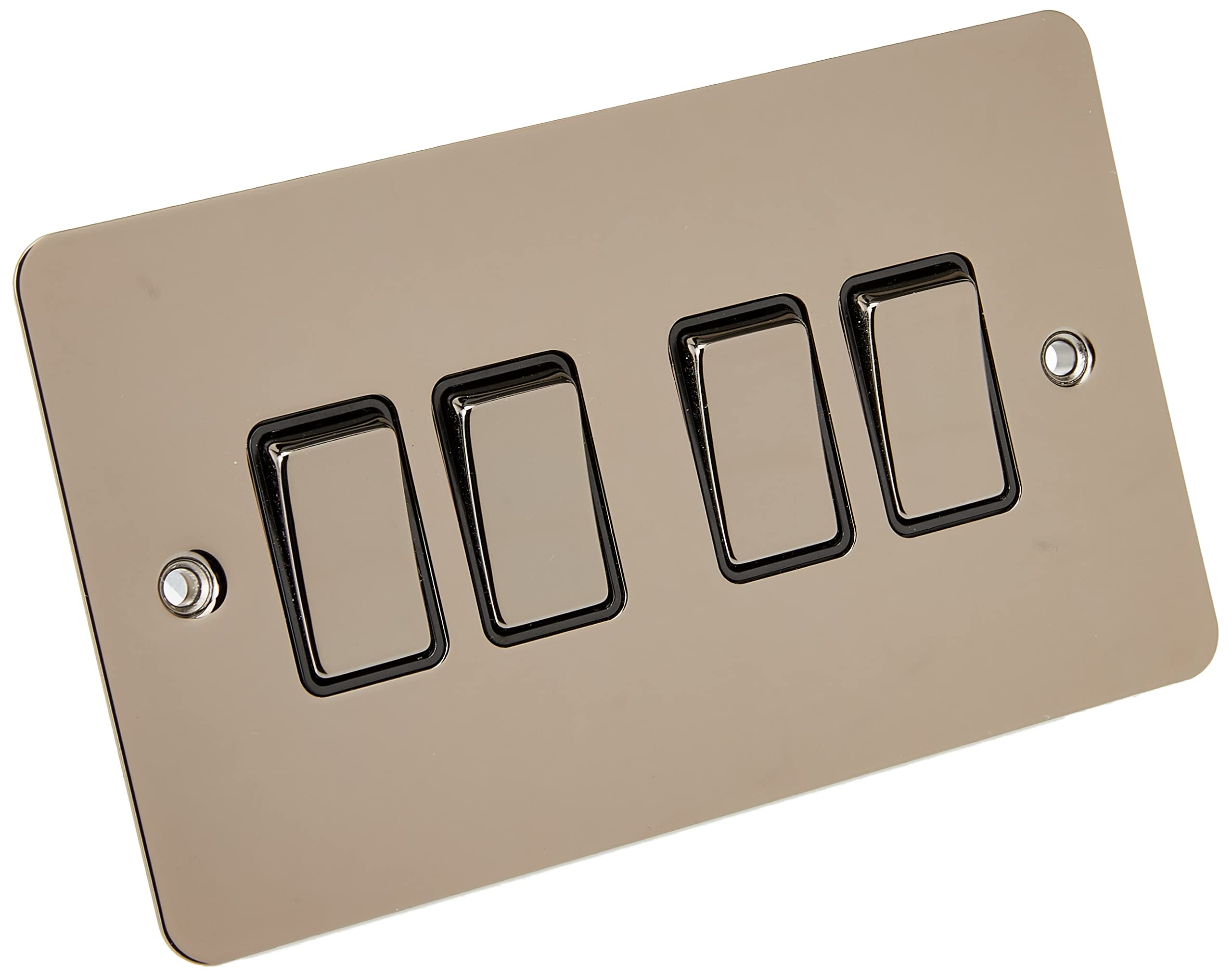 AET SL4GSWIBS 4 Gang 10 A Screwless Black Insert Metal Rocker Switch