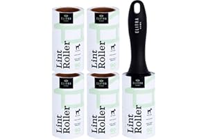 ELITRA HOME Elitra Lint Roller with Reusable Handle, Extra Sticky Pet Hair Remover with E-Z Peel Sheets - 90 Sheets with 4 Refills (450 Total), Adhesive Roller for Clothes, Furniture, Bedding & Upholstery