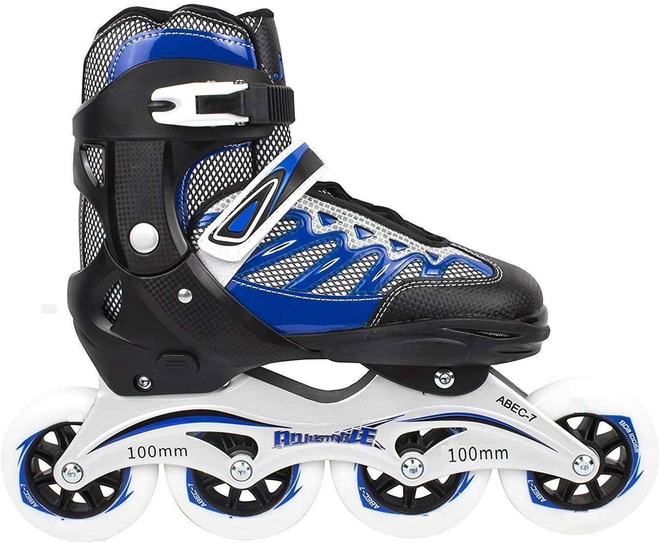 Techno Hight® Size Adjustable PU Wheels Aluminum-Alloy Skates with LED Flash Light, 6-14 Years (Blue)