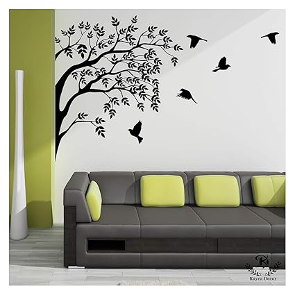 Kayra Decor Home Coming Birds Reusable Wall Stencil in Plastic Sheet (60 X 55 Inches)