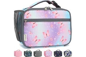 GYEUKHAM Insulated Lunch Box for School, Thermal Reusable Durable Freezable Lunch Bags for Kids Boys Girls Men Women - Small Soft Cooler Portable Lunch Tote Kit for Work Picnic Travel,Butterfly