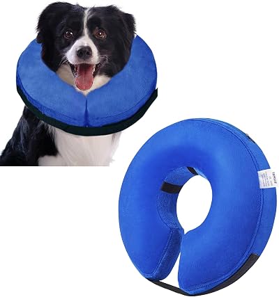 Emwel Pet Inflatable Collar for Dogs Cats Medium - Comfortable Recovery Cone
