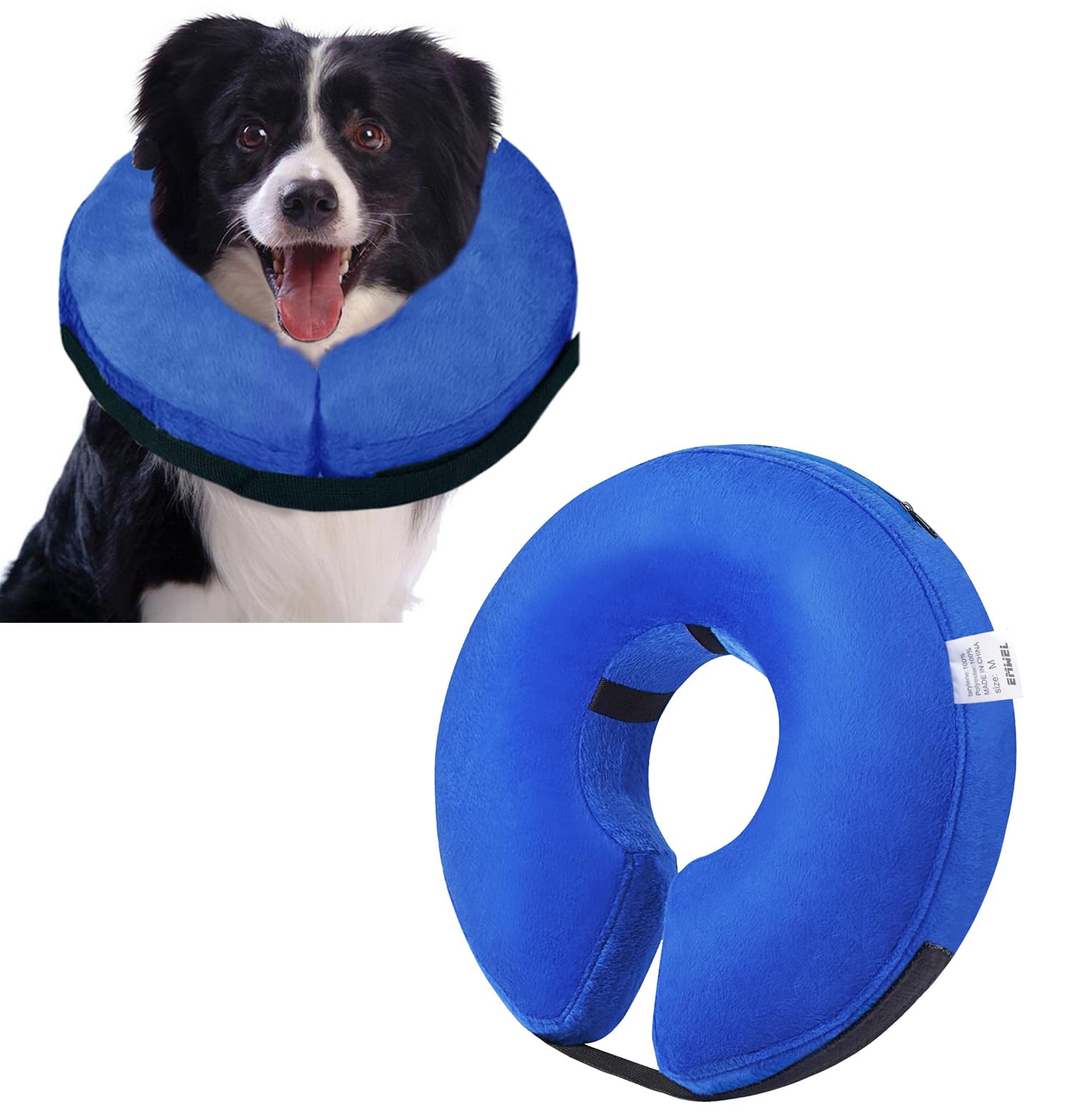 Emwel Pet Inflatable Collar for Dogs and Cats, Comfy Dog Protective Cone for Recovery, Inflatable Basic Dog Collars, Medium