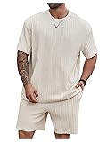 RoseSeek Men's 2 Piece Outfits Textured Drop