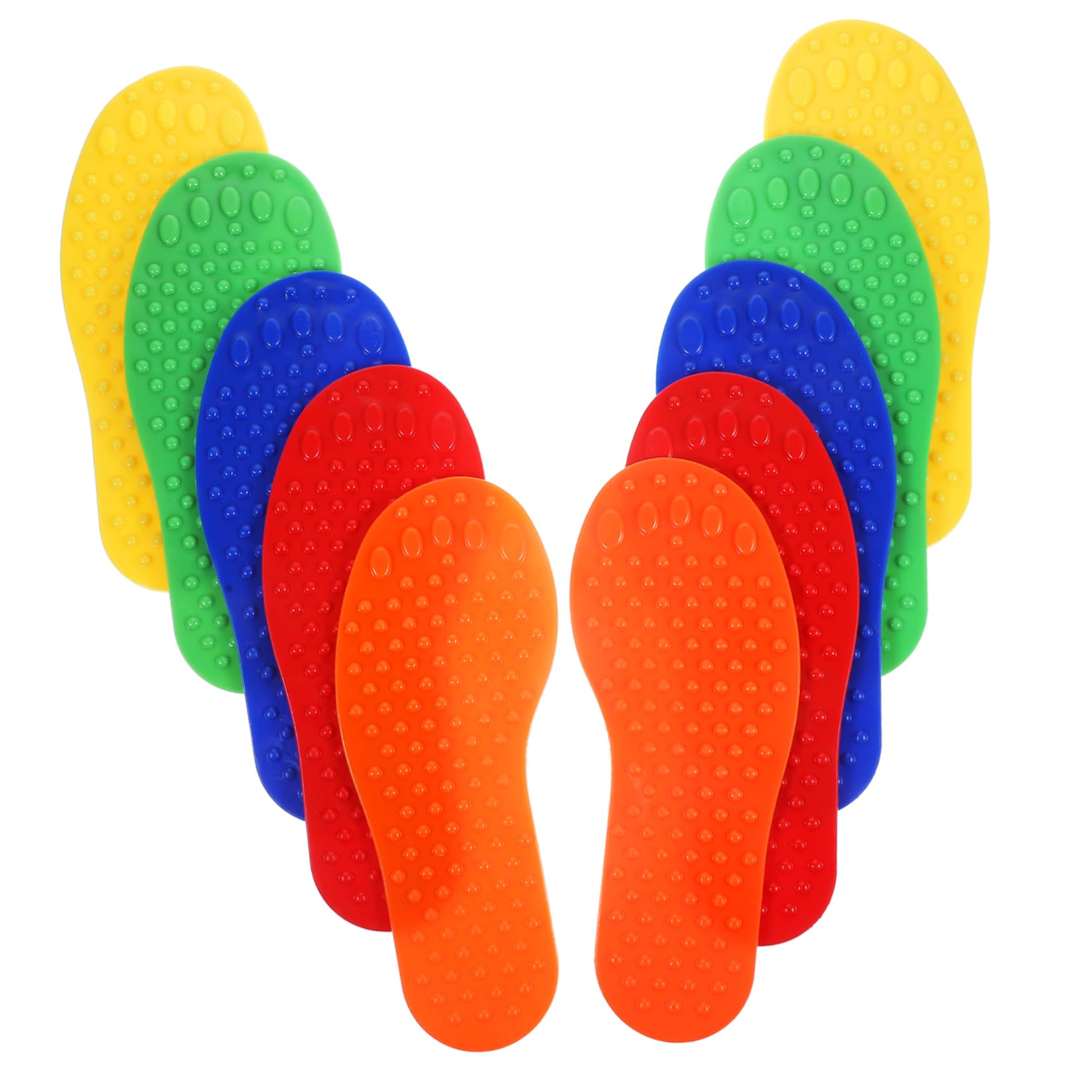KOMBIUDA 10Pcs Foot Shaped Floor Markers for Sports Training Multi-Color Pvc Markers for Indoor Outdoor Use Easy Installation for Soccer Football Field Training
