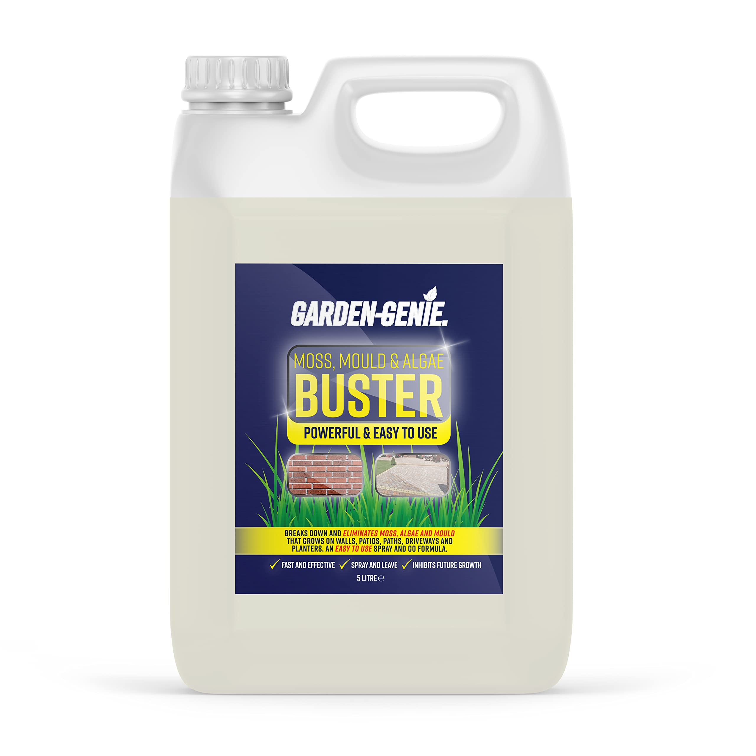 Garden Genie - Mould & Algae Buster | Powerful Outdoor Treatment for Path and Patio, Mildew and Lichen Remover - 5 Litre