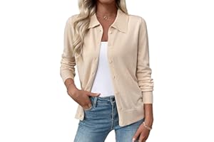 EVALESS Cardigan Sweaters for Women Wool Blend Lightweight Trendy Long Sleeve Lapel Collar Button Down Sweater Cardigans