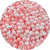Mulutoo 1000 Pcs 6MM Gradient Imitation Pearls Faux Acrylic Pearl Beads Smooth Rainbow Beads Round Spacer Loose Beads for DIY Jewelry Making Earrings Necklaces Bracelets(17-Light Pink AB)