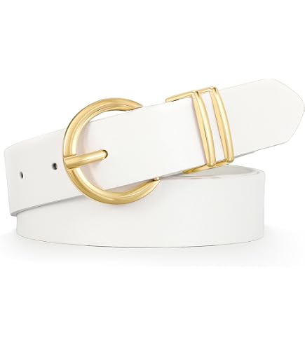 RISANTRY White Belt for Women Soft Suede belt with Silver  display picture 2