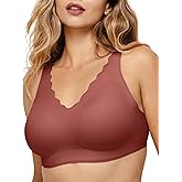 COMFELIE Wireless Bra Seamless Comfort Everyday Bra for Women, Breathable Seamless Bra with Scallop Edges