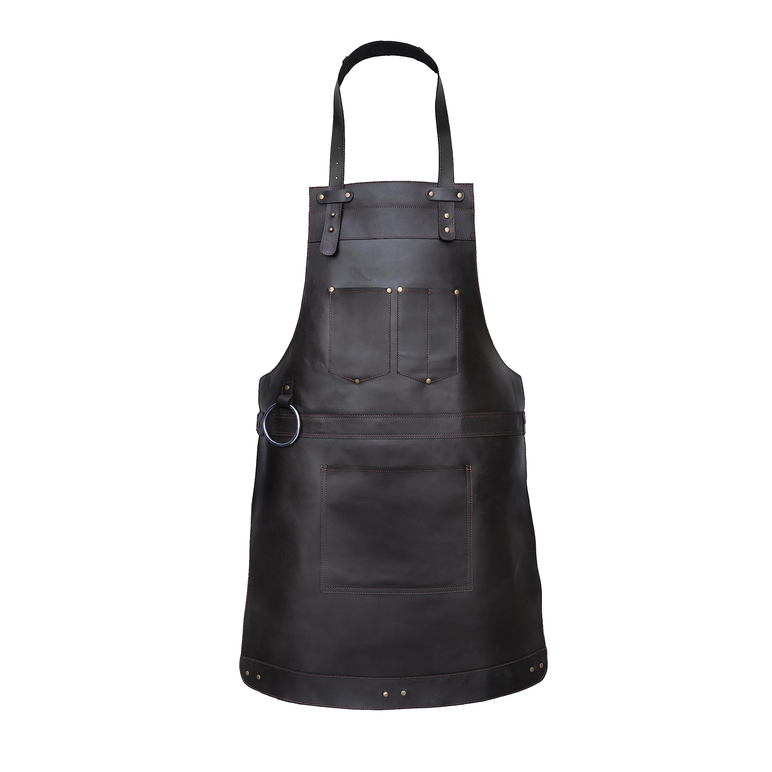 Chocolate Brown Full Grain Leather Butcher -Cook-BBQ Apron -Cooking - Wood work - Cheff - BBq Grill Gift - DIY - Grill Apron