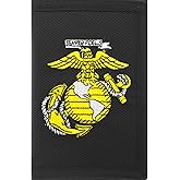 US Marines Semper Fidelis EGA Eagle Globe Anchor Trifold Wallet Black Gold USMC