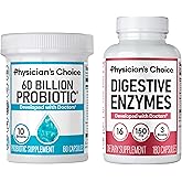 Physician's CHOICE Advanced Gut Health Bundle: 60 Billion Probiotics 60ct + Digestive Enzymes 180ct for Digestive, Gut, and Immune Health Supports Occasional Constipation, Diarrhea, Gas, and Bloating