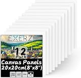 EXERZ Canvas Panels 20x20cm 12pcs - 100% Cotton 280gsm Triple Primed view 1
