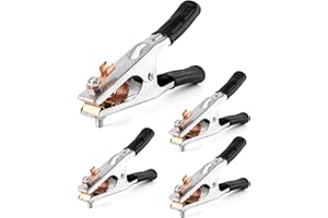 QWORK Copper Welding Ground Clamp, 4 Pack - Electroplated Earth Clip for Manual Welder