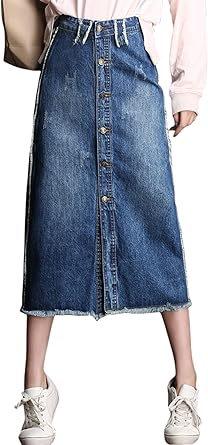 midi ripped denim skirt