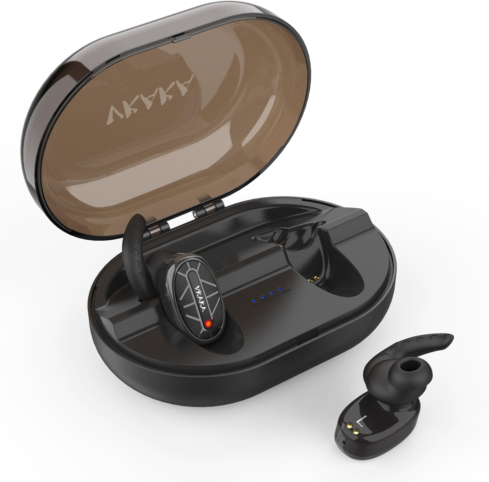 True Wireless Earbuds, Parihy Revolutionary Bluetooth4.2 Sports Earpieces,24Hrs,Anti-Dropout Earphones with 900mAh Charging Box,3D Sound Mini Twins Stereo Headphones (Black)
