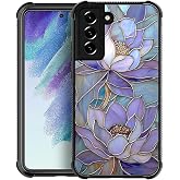ZHEGAILIAN Case for Samsung Galaxy S21 | Shockproof 4 Corner Air Cushion + Soft TPU Bumper with Anti-Slip Grip & Stylish Pattern for Men Boys & Woman Girls | Abstract Lotus Flower Stained Glass